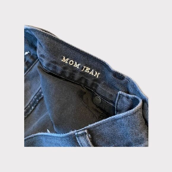 American Eagle Black Mom Straight Leg Hi Waisted Denim Jeans - Picture 5 of 8